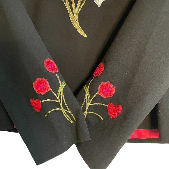 Vintage Russell Kemp Blazer Black Floral Embroidery Lined Women's Size 10 - Picture 7 of 10